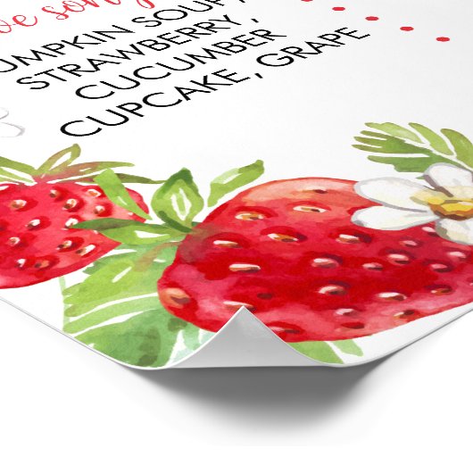 Strawberry First Birthday Milestone Sign Poster (Hoek)