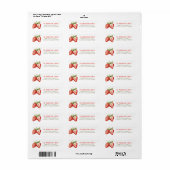 Strawberry First Birthday Return-adres Etiket (Full Sheet)
