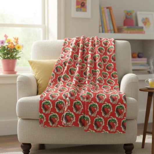 Strawberry Fleece Blanket Deken