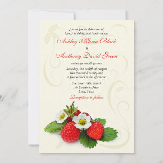 Strawberry Floral Wedding Invitation Kaart