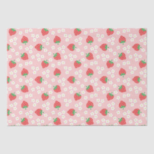 Strawberry Flowers Pink Pattern Tissuepapier