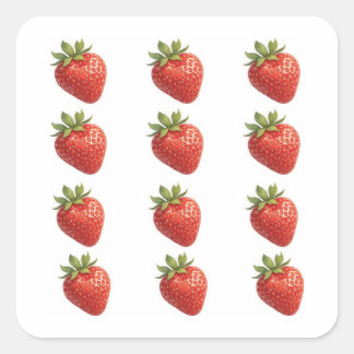 Strawberry Fruit Vierkante Sticker