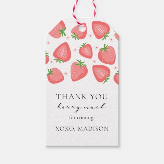 Strawberry Gift Label Hartelijk dank Cadeaulabel (Voorkant)