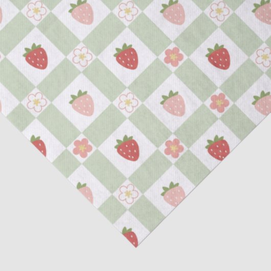 Strawberry Gingham Berry Themed Tissuepapier (Detail)
