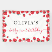 Strawberry Gingham Birthday Party Large Banner (Horizontaal)