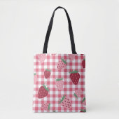 Strawberry Gingham Pattern Draagtas (Voorkant)