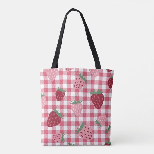 Strawberry Gingham Pattern Draagtas (Achterkant)