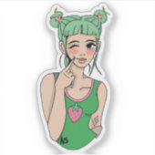 Strawberry Girl Sticker (Voorkant)