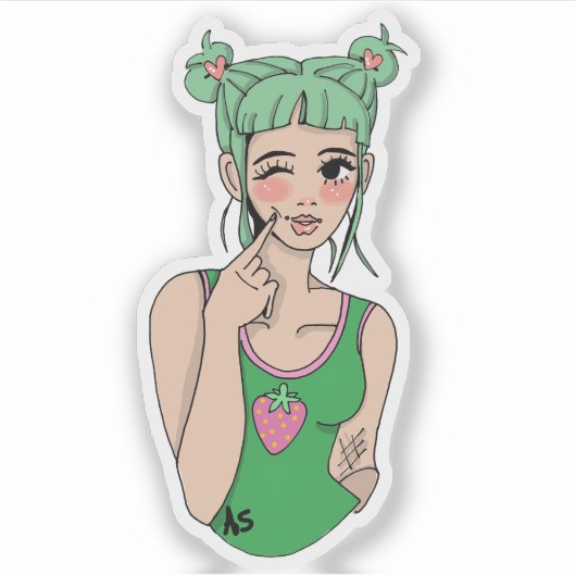 Strawberry Girl Sticker (Devant)
