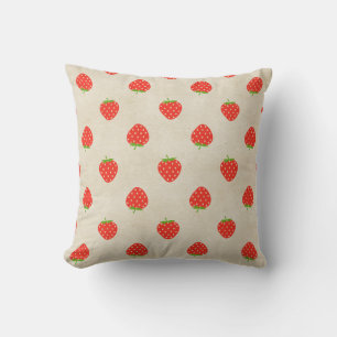 Strawberry  Girly Rustic Strawberries Afdrukken Kussen