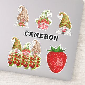 Strawberry Gnome Collectie Voeg de naam Fruit Love Sticker