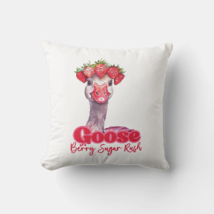 Strawberry Goose Funny Goose met aardbeien Kussen