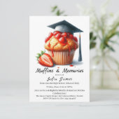 Strawberry Graduation Cupcake Brunch Celebration Kaart (Staand voorkant)