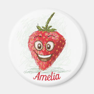 Strawberry grappige gepersonaliseerde schattige ko magneet