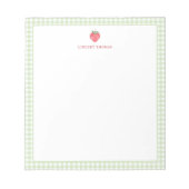 Strawberry Green Gingham Border Personalized Notitieblok (Voorkant)