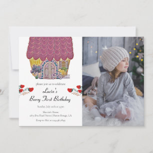 Strawberry House Berry First Girl 1e verjaardag Kaart