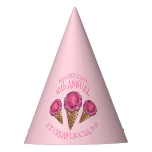 Strawberry Ice Cream Cone Icecream Social Scoop Feesthoedjes