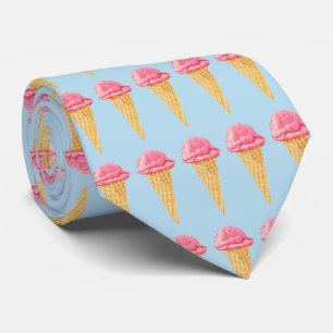 Strawberry Ice Cream Cone Tiled Patroon Stropdas
