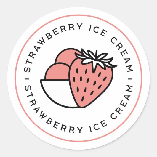 Strawberry ice cream flavor ronde sticker (Voorkant)