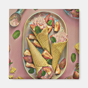 Strawberry ice cream magneet