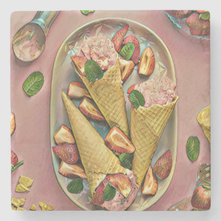 Strawberry ice cream stenen onderzetter