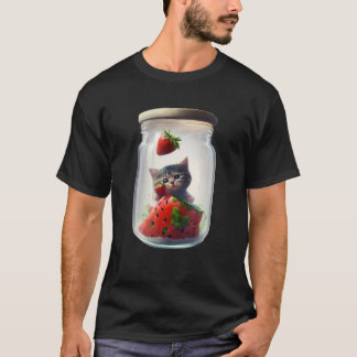 Strawberry Ice Cream Sundae Kitten Gelato Berry Ca T-shirt