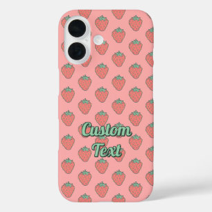 Strawberry Icon Pattern iPhone 16 Hoesje