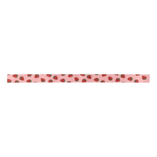 Strawberry Icon Pattern Satin Ribbon Lint (Voorkant)