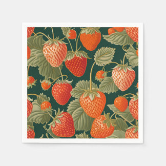 Strawberry Illustration Birthday Party Napkins Servet