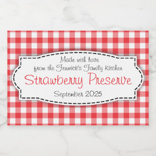 Strawberry jam bewaart gecontroleerd etiket