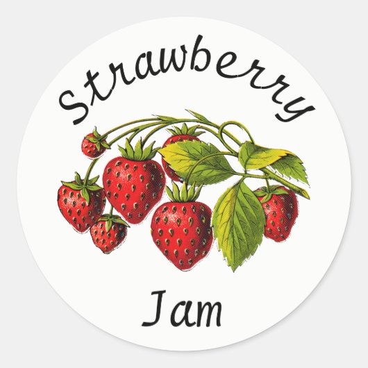 Strawberry Jam Canning Jar Label (Voorkant)