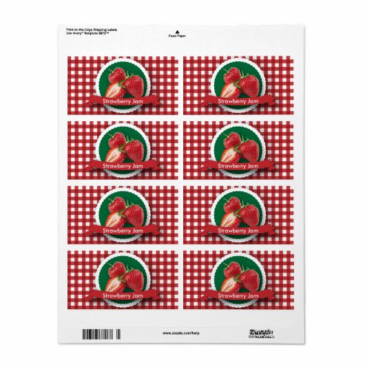 Strawberry Jam Canning Label (Full Sheet)