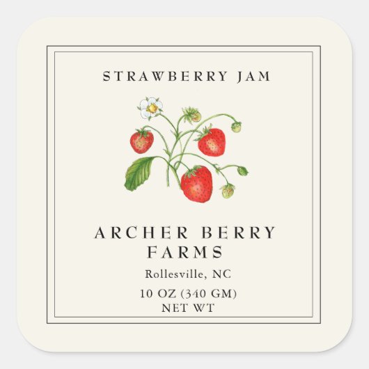 Strawberry Jam Jar Label (Voorkant)