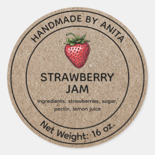 Strawberry Jam Jelly Jar Label Kraft-papierstijl
