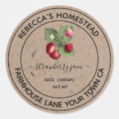 Strawberry Jam Kraft Paper Canning Jar Labels (Voorkant)