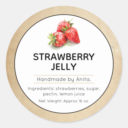 Strawberry Jam of Jelly Canning Jar Label (Voorkant)