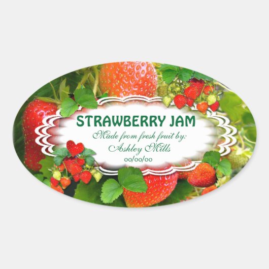 Strawberry Jam Ovale Sticker (Voorkant)