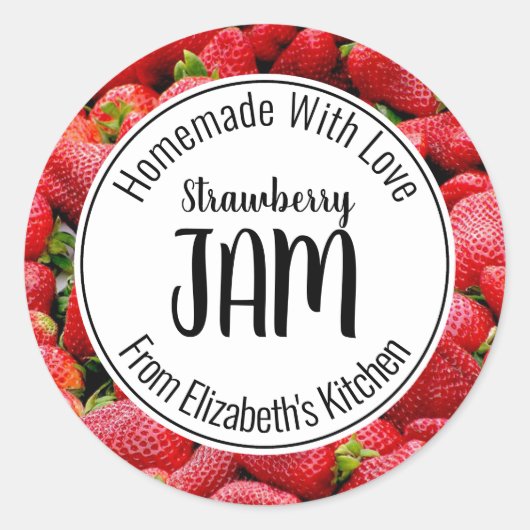 Strawberry Jam Ronde Sticker (Voorkant)