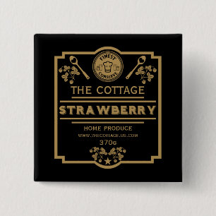 Strawberry Jam Seller Vierkante Button 5,1 Cm