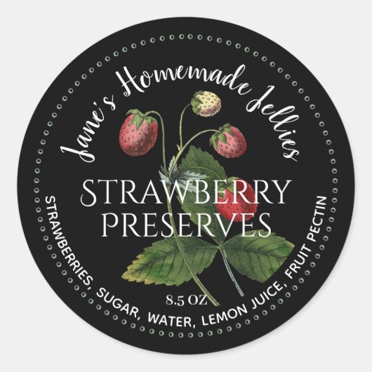 Strawberry Jelly Label Illustration Black (Voorkant)