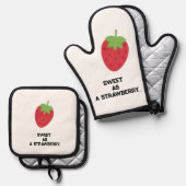 Strawberry Kitchen Set Oven Mitts and Pot Holders (Voorkant / Achterkant)