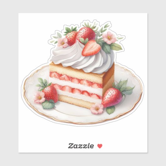 Strawberry Layer Cake Sticker | Cute Dessert  (Feuille)