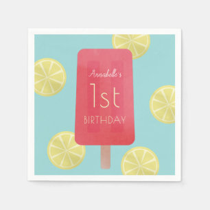 Strawberry Lemonade Popsicle Girl Birthday Paper Servet