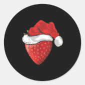 Strawberry Lover Gift Santa Hat Strawberry Christm Ronde Sticker (Voorkant)