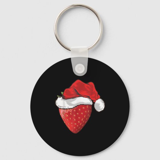 Strawberry Lover Gift Santa Hat Strawberry Christm Sleutelhanger (Voorkant)