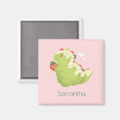 Strawberry Matcha Dinosaur  Magneet (Voorkant / Achterkant)