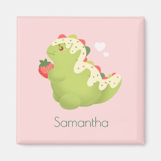 Strawberry Matcha Dinosaur  Magneet (Voorkant)