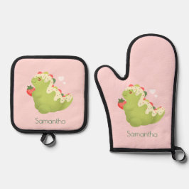 Strawberry Matcha Dinosaur  Ovenwant & Pannenlap Set