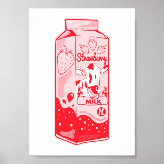 Strawberry Milk Carton Poster (Voorkant)