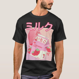Strawberry Milk Shake Carton Funny Retro 90 Japan T-shirt